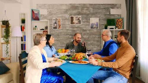 Family Celebratory Meal Together at Home