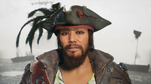 Detailed Pirate Character Reveal Animation with Sea Background