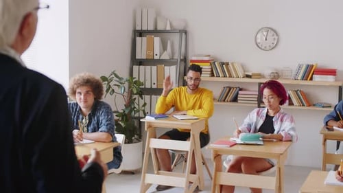 Students Learning in a Classroom with Teacher