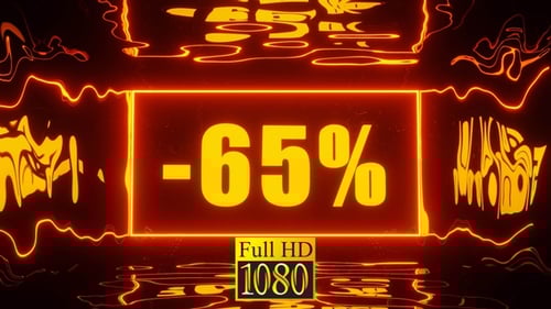 Neon Percentage Discount Reveal with Abstract Waves