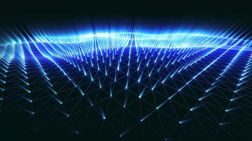Futuristic Digital Grid Network Wave Background Animation