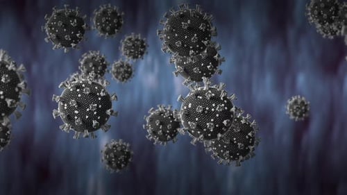 Animated 3D Coronavirus Particles Floating in Medical Background