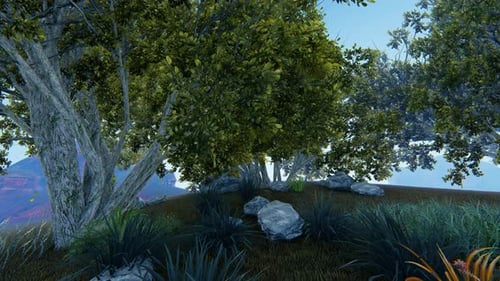 Clearing Fog Effect in a Serene Natural Landscape