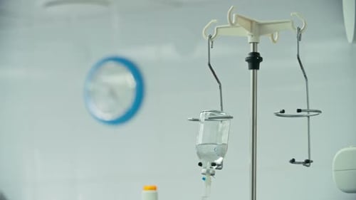 Medical IV Fluid in Hospital Room