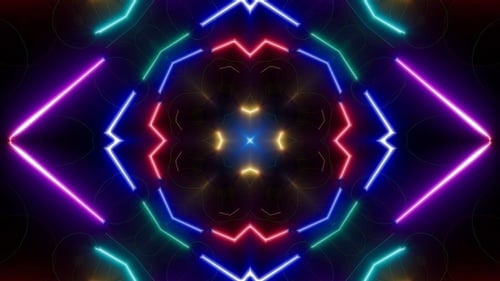 Multi Colored Light Beam Kaleidoscope Vj Background Loop 4K 02