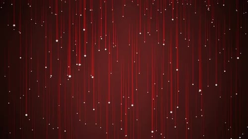 Abstract Red Falling Lines and Luminous Particles Background Animation