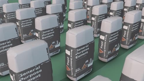 A Lot Of Cement Concrete Bag In A Row 4k