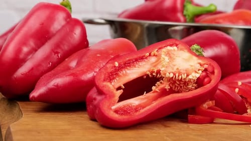 Close Up of Fresh Red Bell Peppers