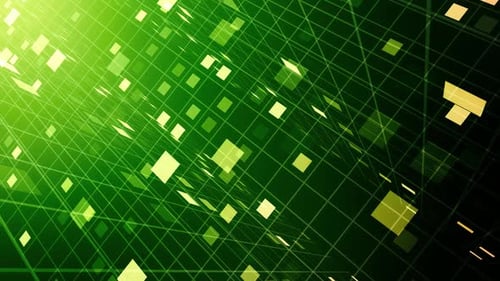 Abstract Digital Grid with Flying Squares Background Loop