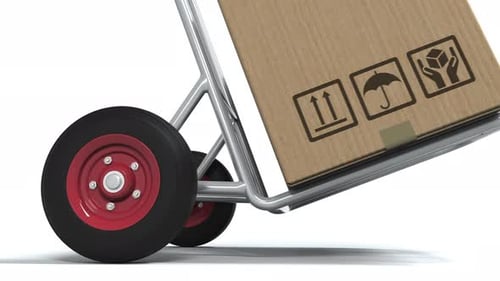 PRODUCT OF RUSSIA Text on Carton on a Cart