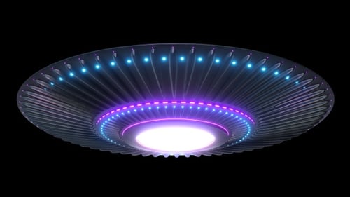 Futuristic UFO Spaceship with Pulsating Neon Lights Animation