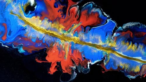 Streaks of Colorful Paint on Black Background