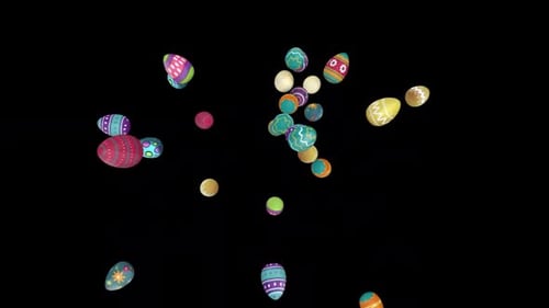 Colorful Animated Easter Eggs Flying Alpha Channel Background