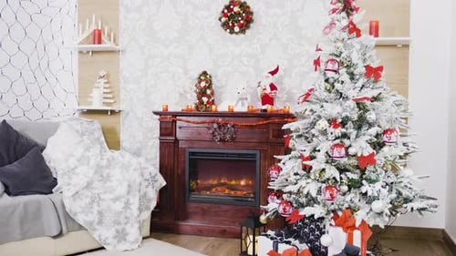 Festive Christmas Scene with Presents and Tree