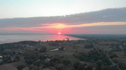 Red Sunset River Shore