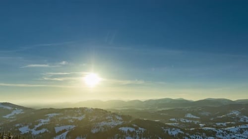 Sundown Time Lapse in Winter Mountain