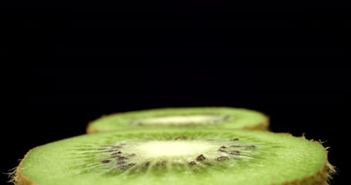 Macro Close-Up of Vibrant Sliced Kiwi Fruit