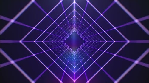 Abstract Neon Grid Tunnel Loop Background