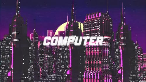Retro Cyber City Background Computer