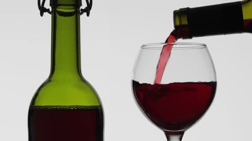 Pouring Red Wine into Glass Still Life