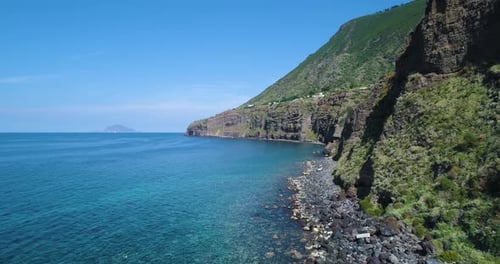 Aerial View of Rocky Coast in Sicily in a Sunny Day