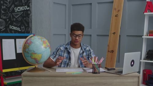 Young Adult Explains Lesson Online