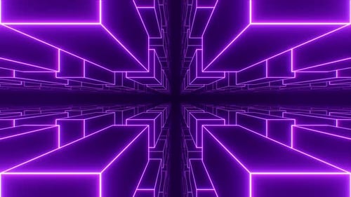 Abstract Neon Geometric Grid Tunnel Loop Background