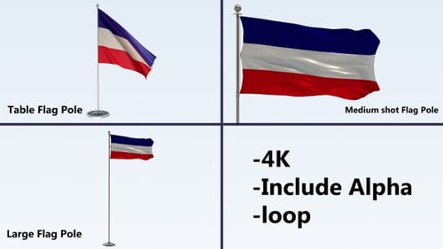 Animated Waving Flag on Pole Pack with Alpha Channel