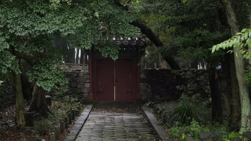 Korea's Old Landscape on a Rainy Day Walls and doors.