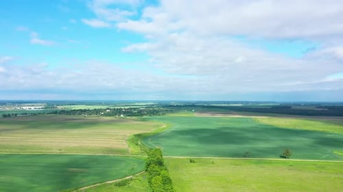 Aerial View of Farmland and Countryside