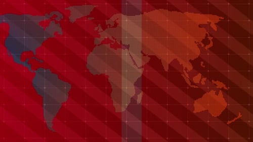 Digital World Map Scan on Grid Background