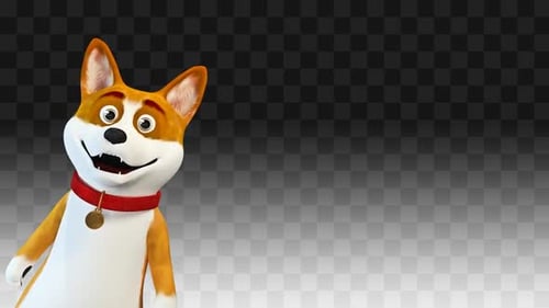 Cartoon Corgi Dog Greeting From Corner