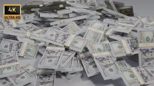 Falling Stacks of Hundred Dollar Bills Animation