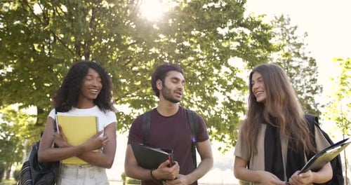 Multi Racial Students Discussing Topic at Campus