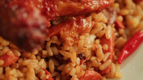 Kabsa Closeup Rice and Meat Dish Saudi Arabia National Traditional Food