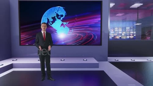3D Virtual Tv Studio News B905