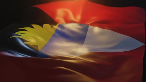 Antigua and Barbuda National Flag Realistic Waving Animation