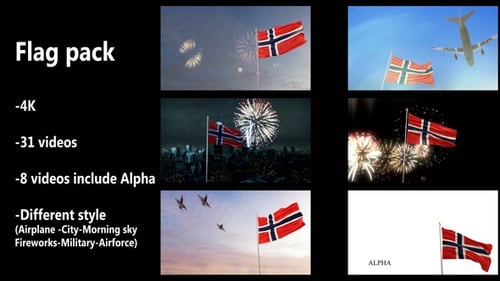 Dynamic Norwegian Flag Animation Pack with Celebratory and Travel Themes