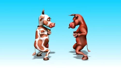 Cartoon Cow and Bull Dancing Animation