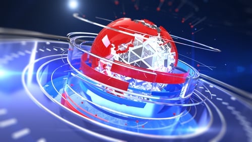 3D Digital News Broadcast Intro with Spinning Earth Globe