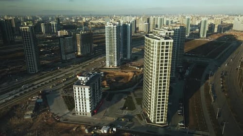 Aerial View of Modern Cityscape with High-Rise Buildings