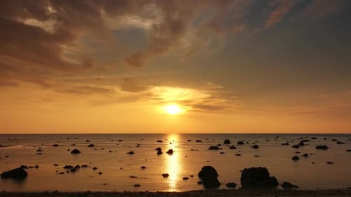 Tropical Sea Sunset on the Beach, Timelapse