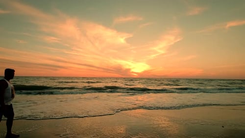 Ultra Wide Shot of Dramatic Sea Sunrise