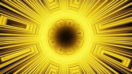 Abstract Geometric Yellow Light Tunnel Animation