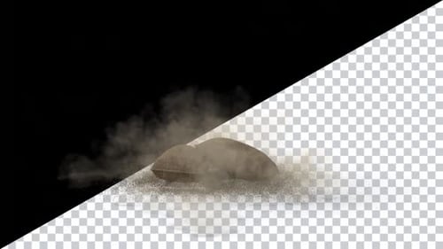 Burlap Sacks Dropping and Creating Dust Cloud Impact