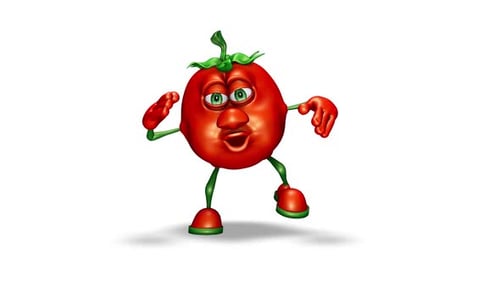 Animated 3D Tomato Character Expressing Emotions and Gesturing