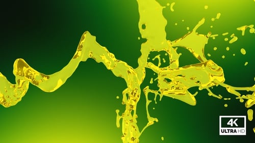 Abstract Yellow Fluid Splash and Flow Animation
