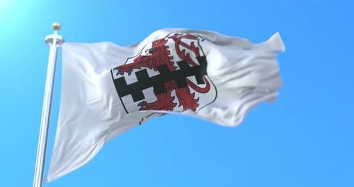 Realistic Waving Flag with Heraldic Coat of Arms