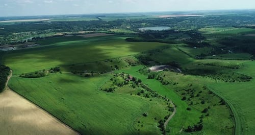 Top view of green fields