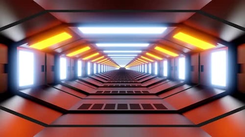 Seamless Loop Futuristic Sci-Fi Tunnel with Glowing Lights Animation